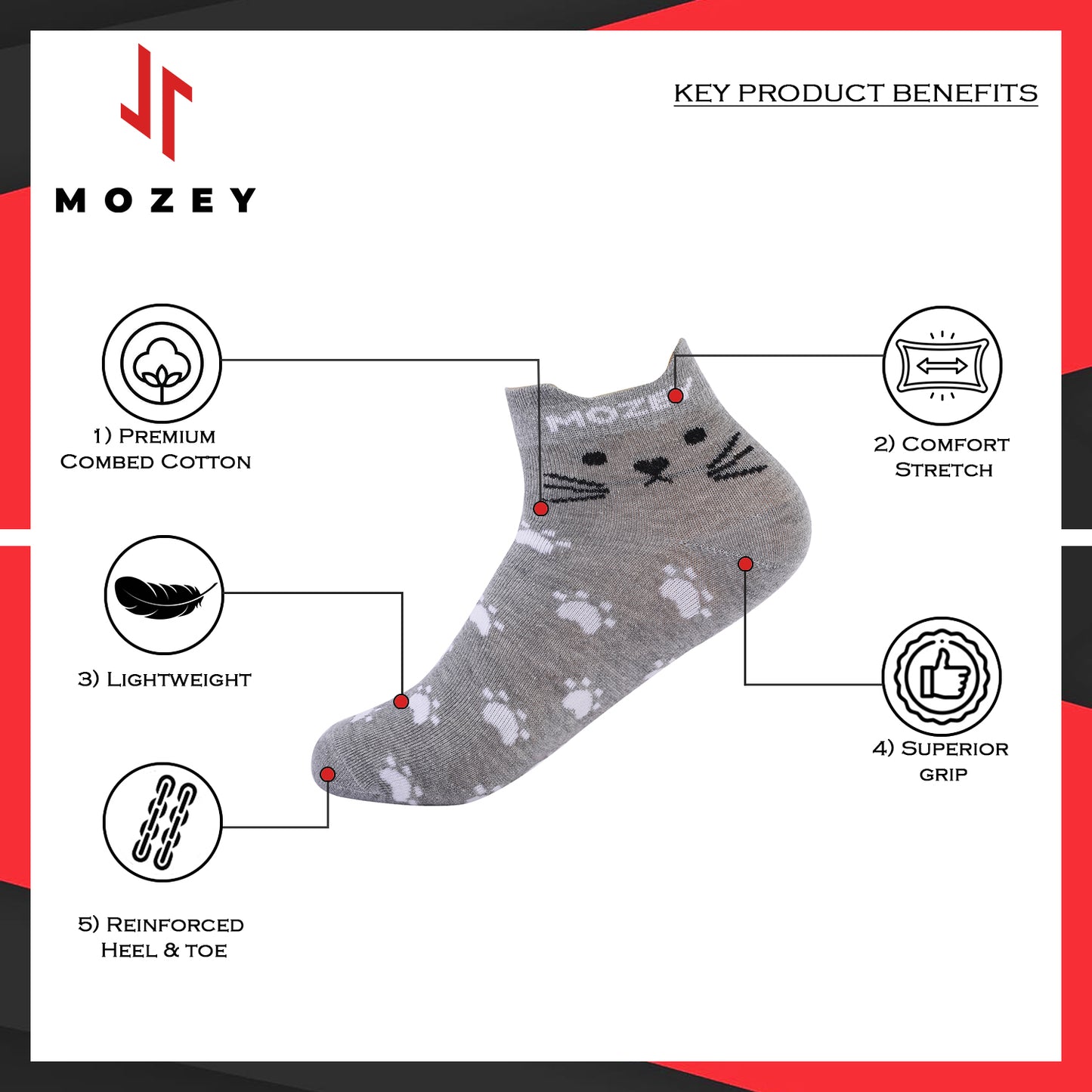 Womens- Cat Sneaker Ankle Socks-pack of 3
