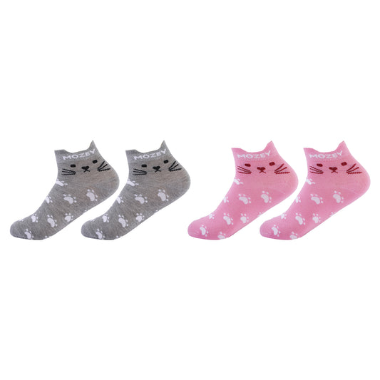 Women's- Cat Sneaker Ankle Socks-pack of 2