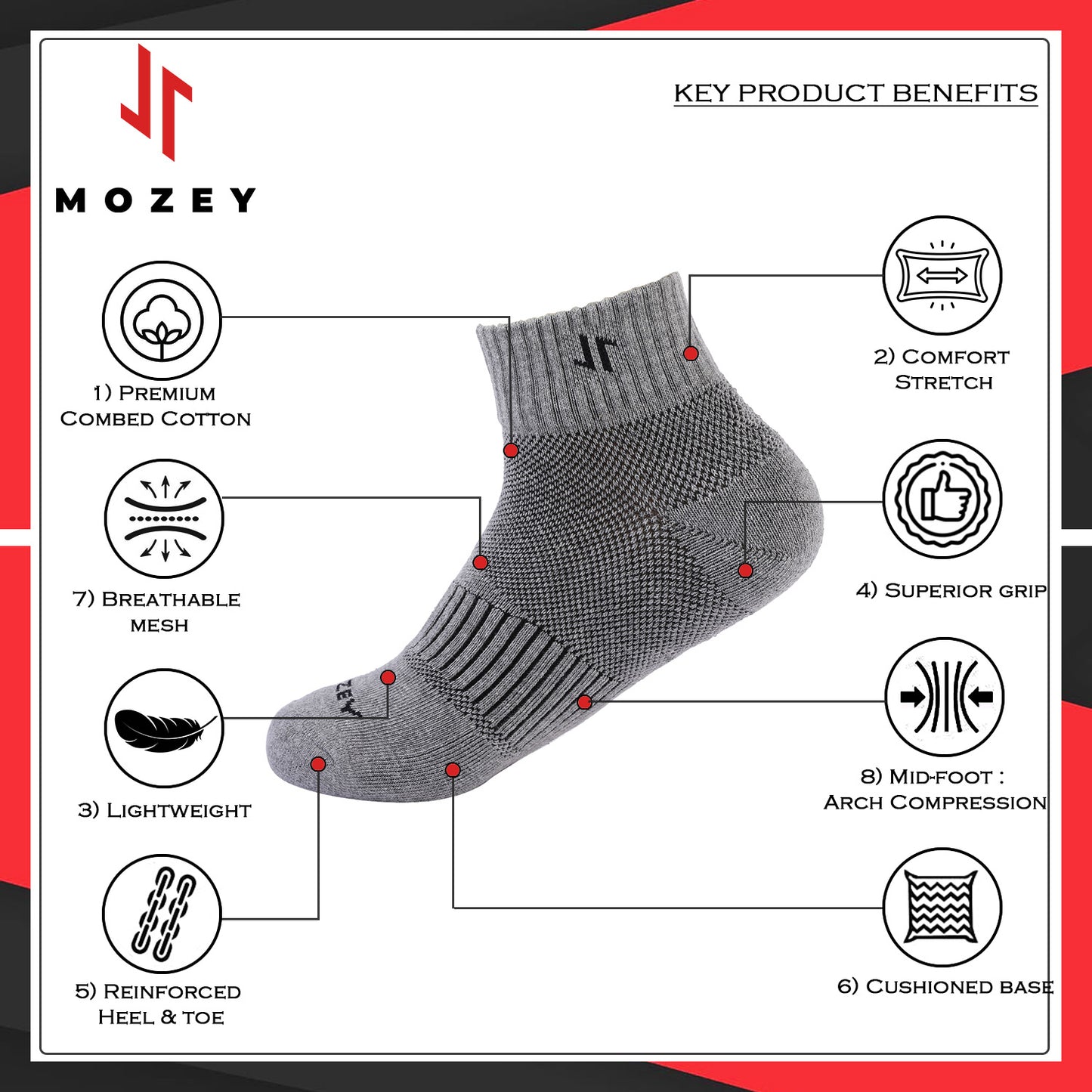 Ankle-Sports Socks-pack of 3